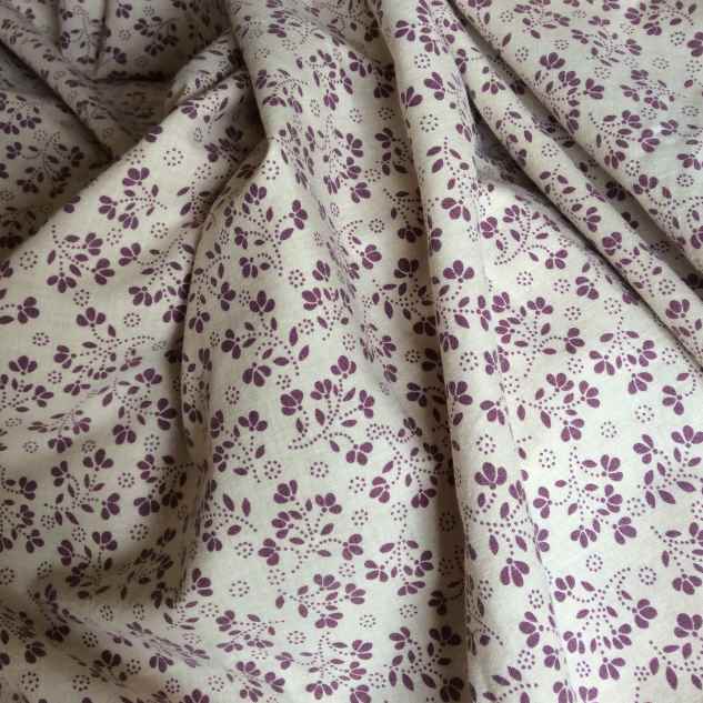 Tissu coton tissu imprimé prune et beige – tissu ameublement pas cher